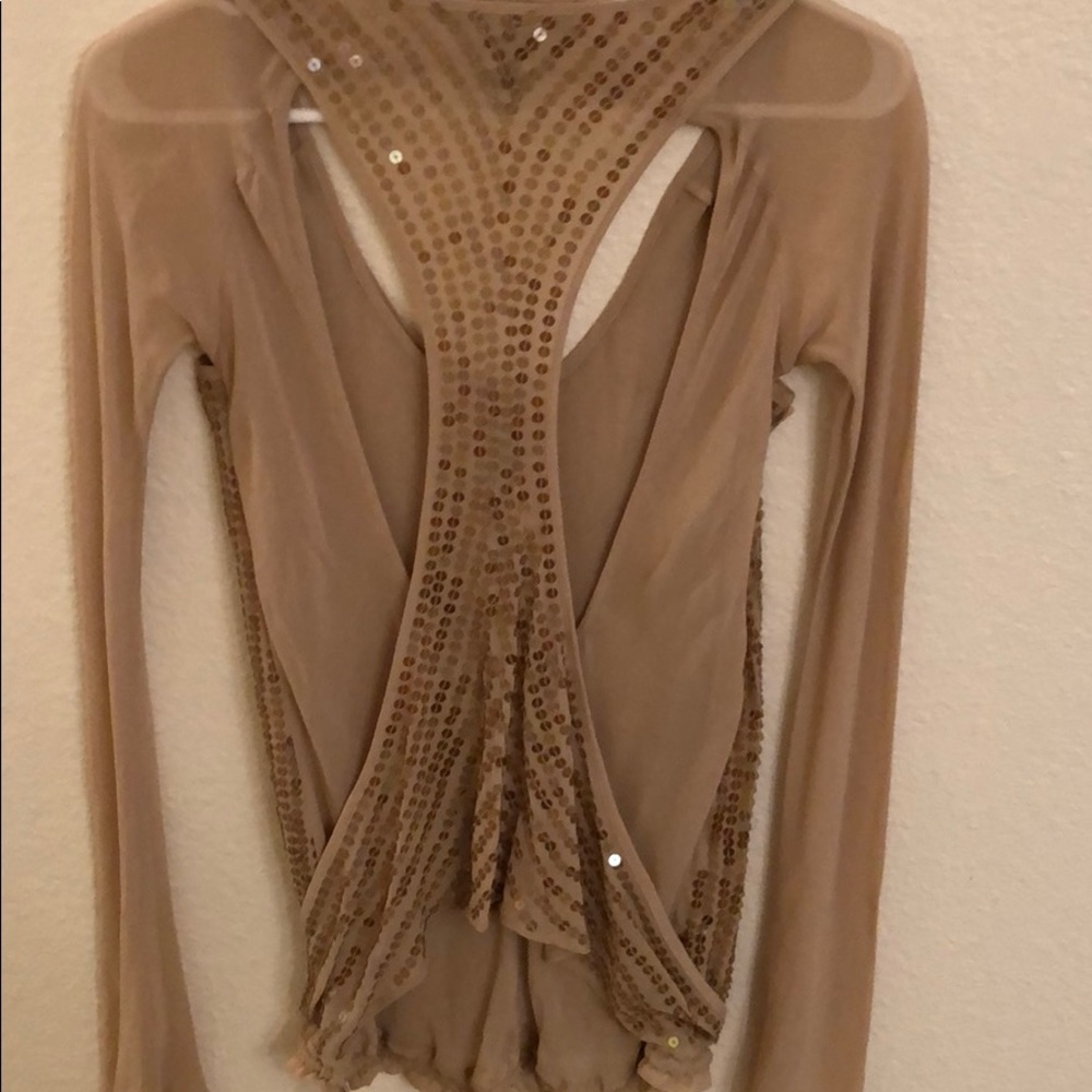 NWOT Champagne sequin blouse - Picture 3 of 3